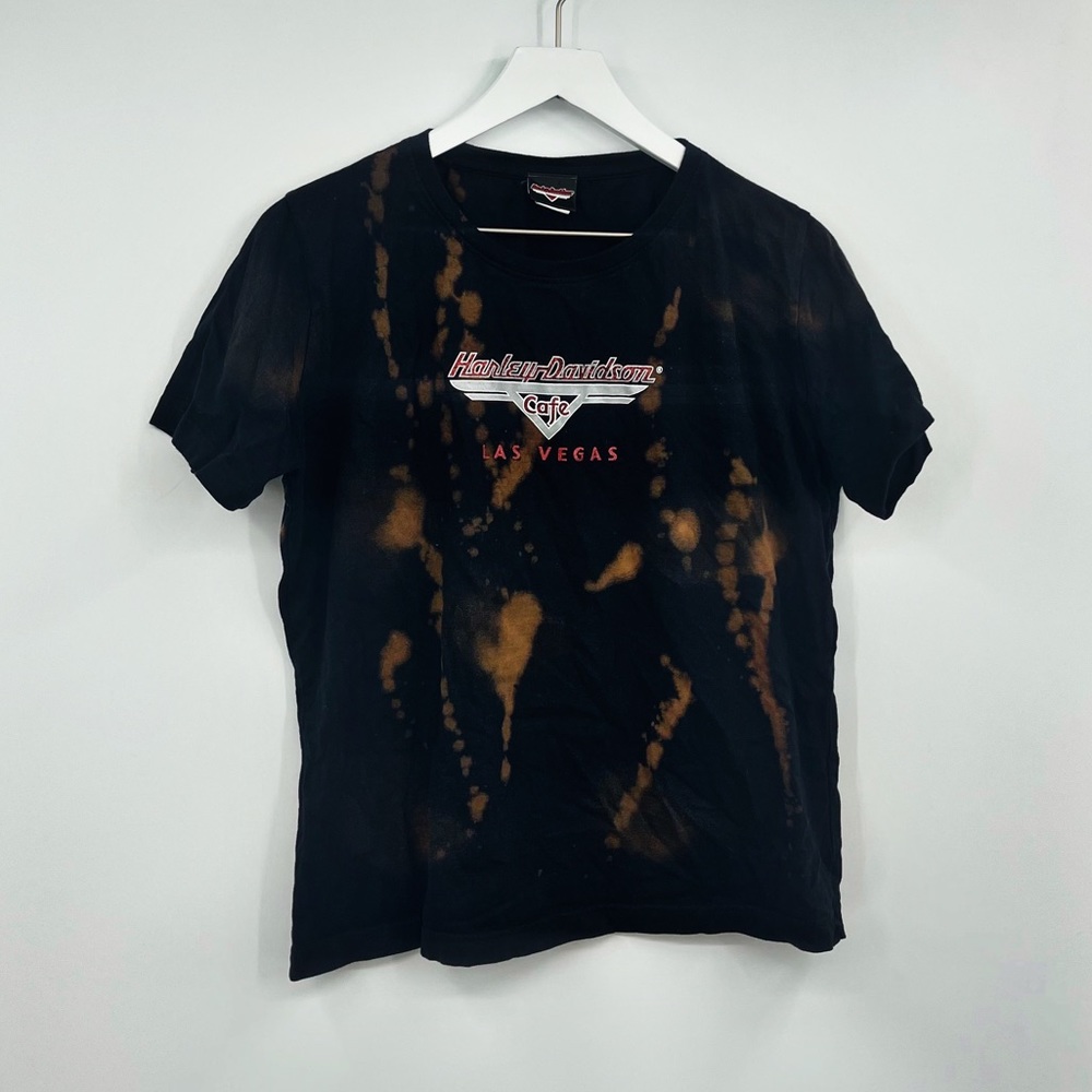 Harley Davidson Cafe Bleach Dyed Short Sleeve Shirt Size Large